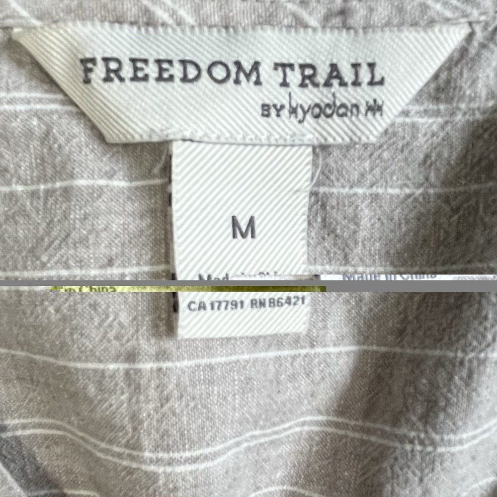 Kyodon Linen Blend Faux Wrap Mini Dress‎ Beige Striped Medium Boho Beach Casual - Picture 10 of 11